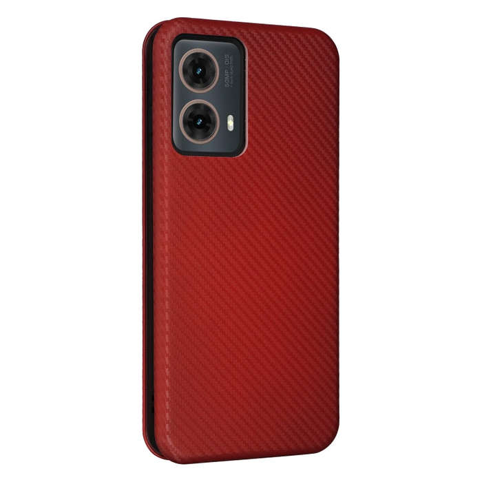 For Motorola Moto G85 Carbon Fiber Texture Flip Leather Phone Case(Brown)