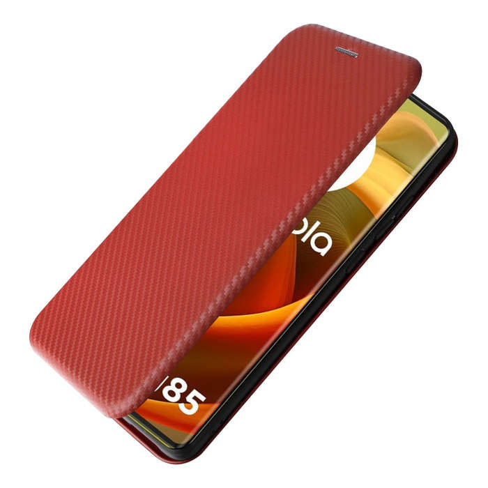 For Motorola Moto G85 Carbon Fiber Texture Flip Leather Phone Case(Brown)