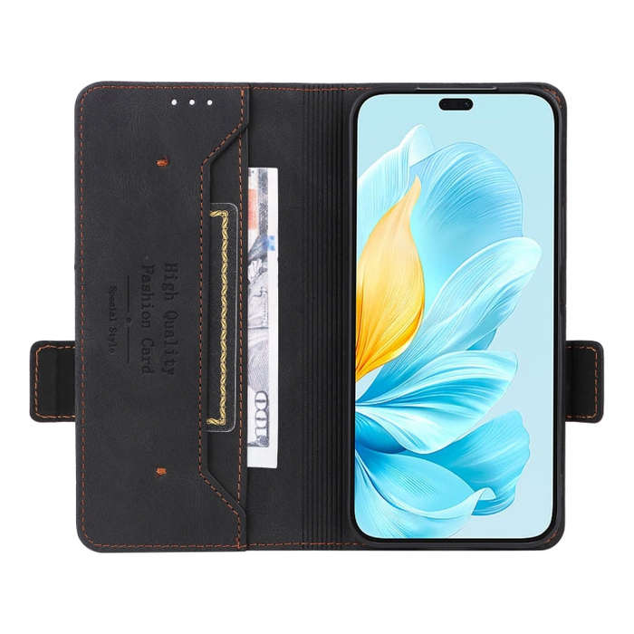 For Honor 200 Lite Global Magnetic Clasp Flip Leather Phone Case(Black)