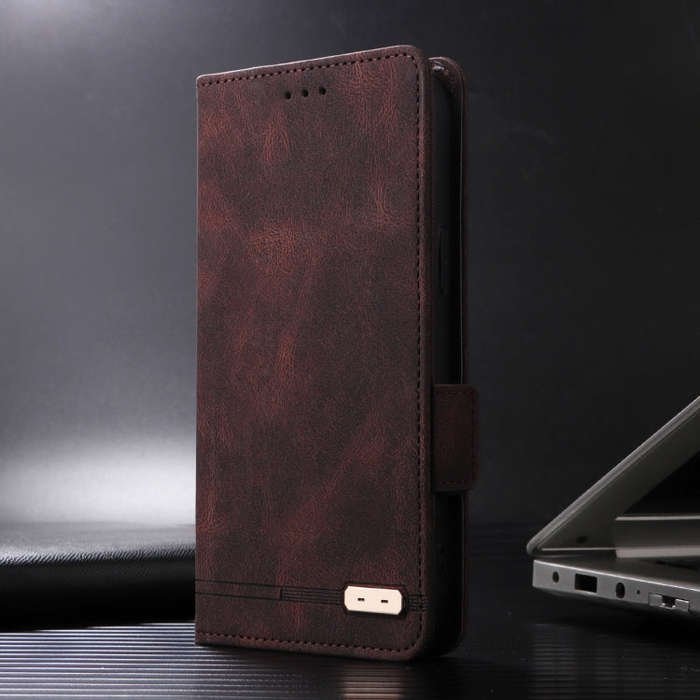 For Honor 200 Lite Global Magnetic Clasp Flip Leather Phone Case(Brown)