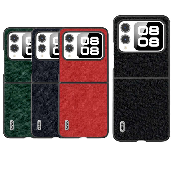 For Huawei nova Flip ABEEL Cross Texture Genuine Leather Phone Case(Red)
