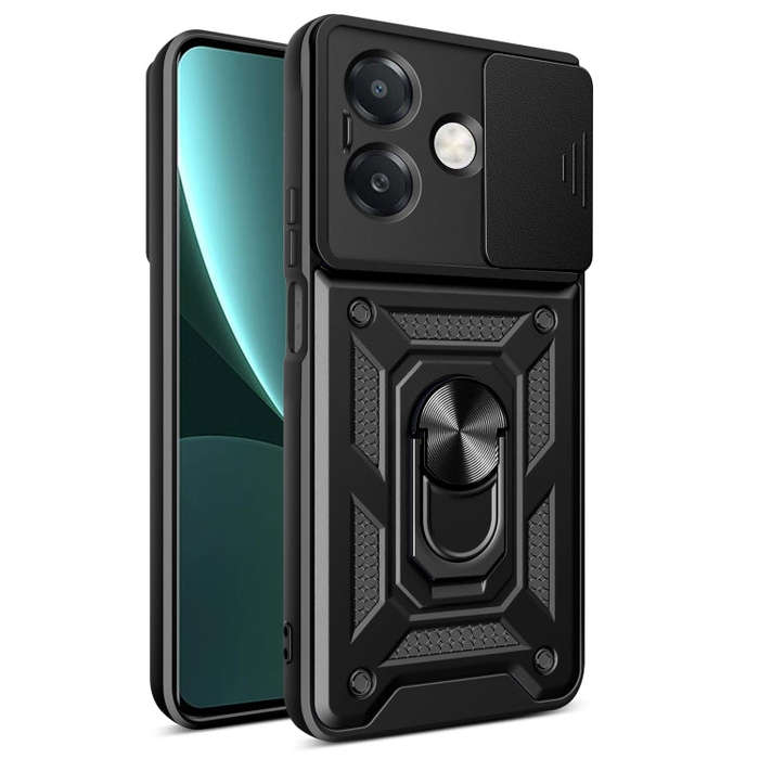 For OPPO A3x 5G India / A3x 4G Sliding Camera Cover Design TPU+PC Phone Case(Black)