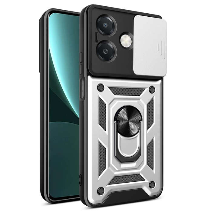 For OPPO A3x 5G India / A3x 4G Sliding Camera Cover Design TPU+PC Phone Case(Silver)
