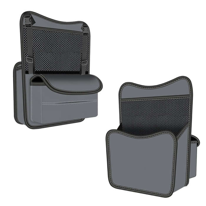 3054 Napa Texture Leather Car Center Console Storage Bag(Grey)