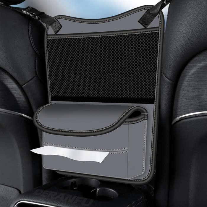 3054 Napa Texture Leather Car Center Console Storage Bag(Grey)