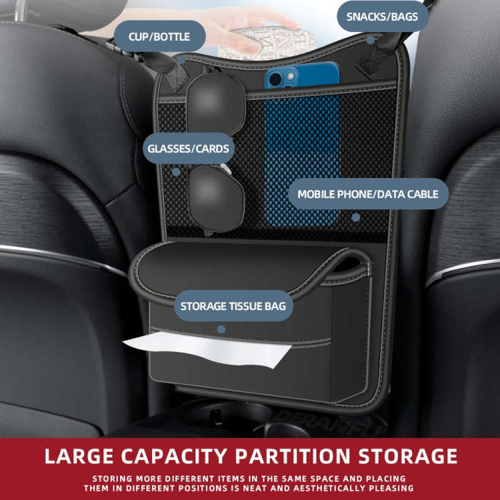 3054 Napa Texture Leather Car Center Console Storage Bag(Grey)