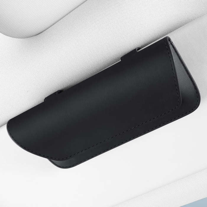 3064 Napa Texture Leather Car Glasses Storage Bag(Black)