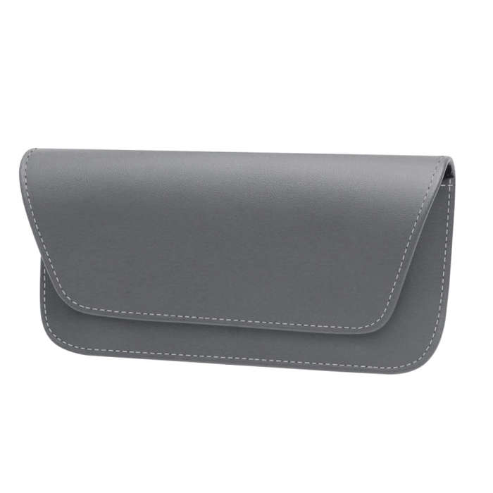 3064 Napa Texture Leather Car Glasses Storage Bag(Grey)