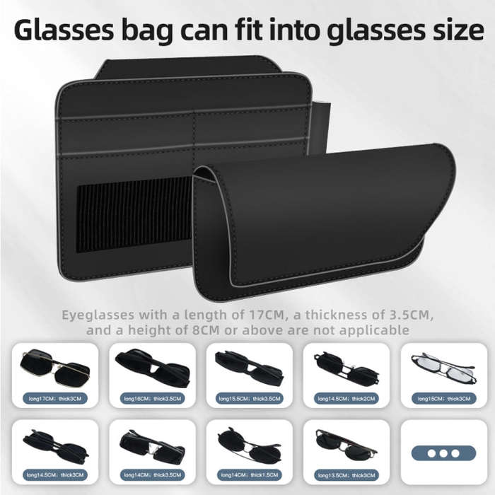 3073 Napa Texture Leather Car Removable Glasses Storage Bag(Grey)