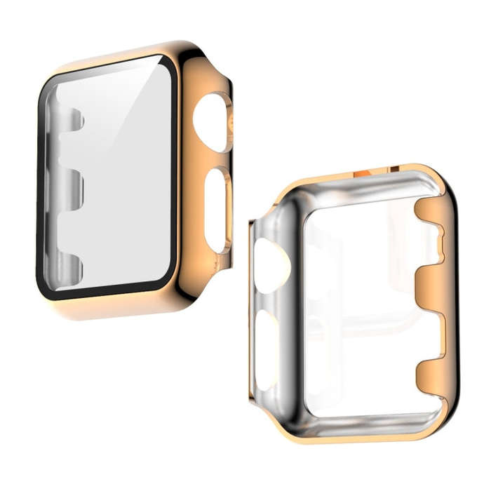 For Apple Watch Series 3 & 2 & 1  42mm Electroplated PC Case + Tempered Film Integrated Protectiv...