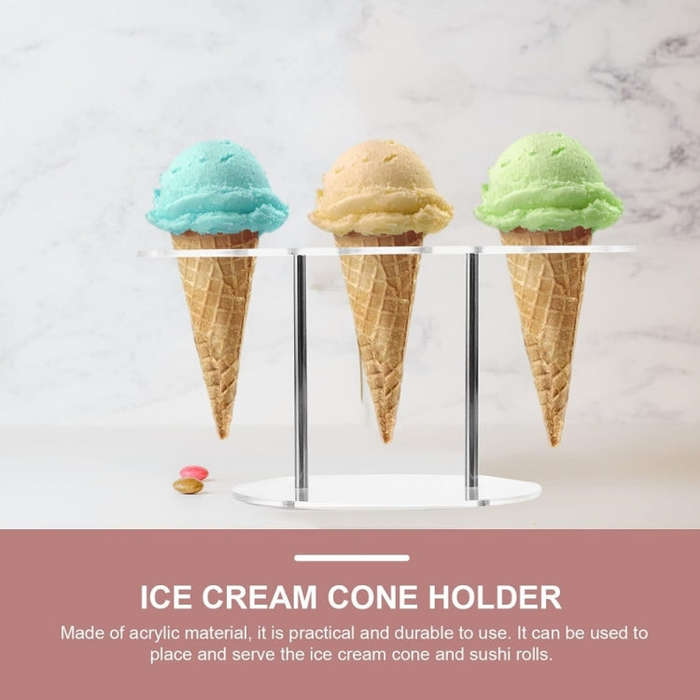 YX035 Acrylic Ice Cream Cone Rack Ice Cream Display Stand(Transparent)