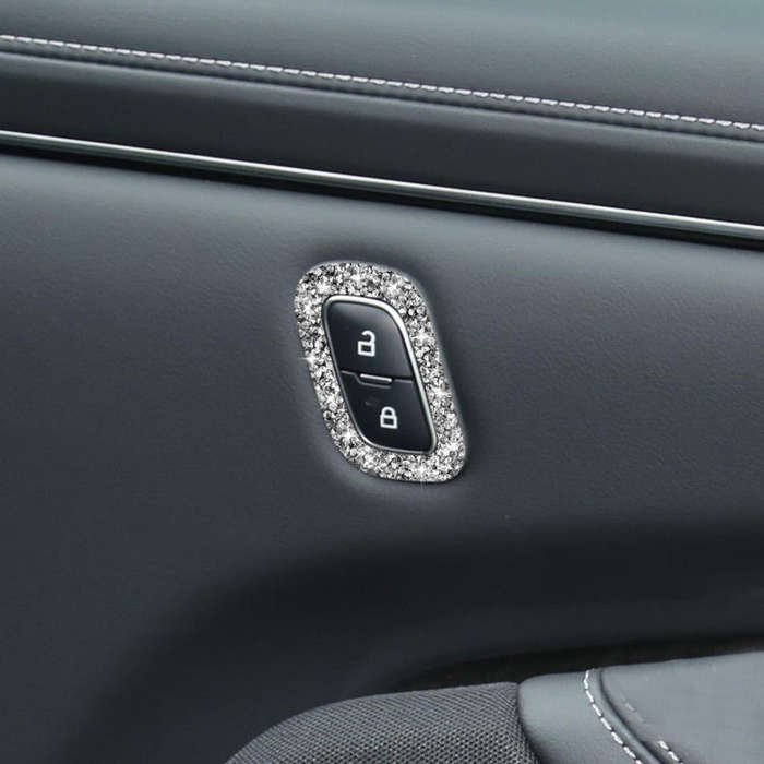 For Ford Mustang Mach E 2021 Car Door Lock Button Diamond Decorative Sticker, Left Drive