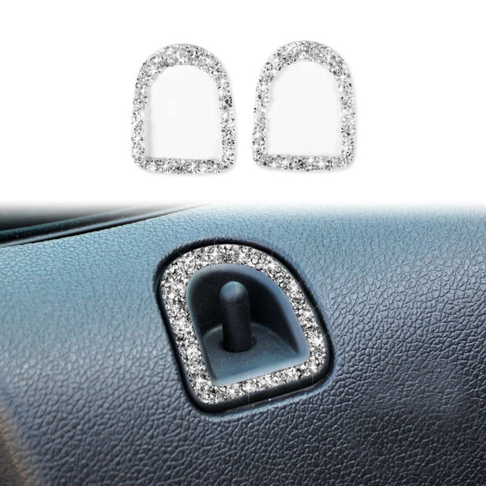 For Ford Mustang 2009-2013 2pcs Car Door Lock Frame Diamond Decoration Sticker, Left Hand Drive