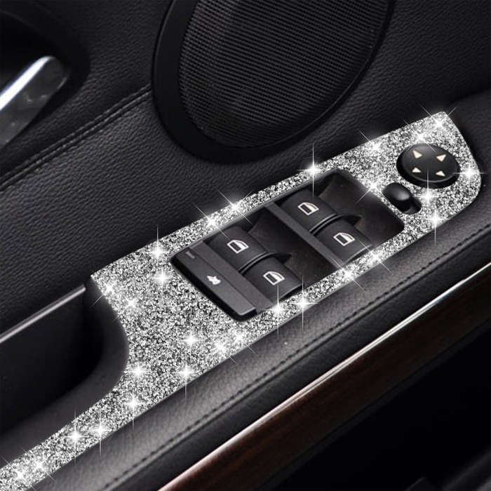 For BMW 3 Series E90 / 320i / 325i 2005-2012 Car Window Lift Panel 35.8cm Diamond Decorative Stic...