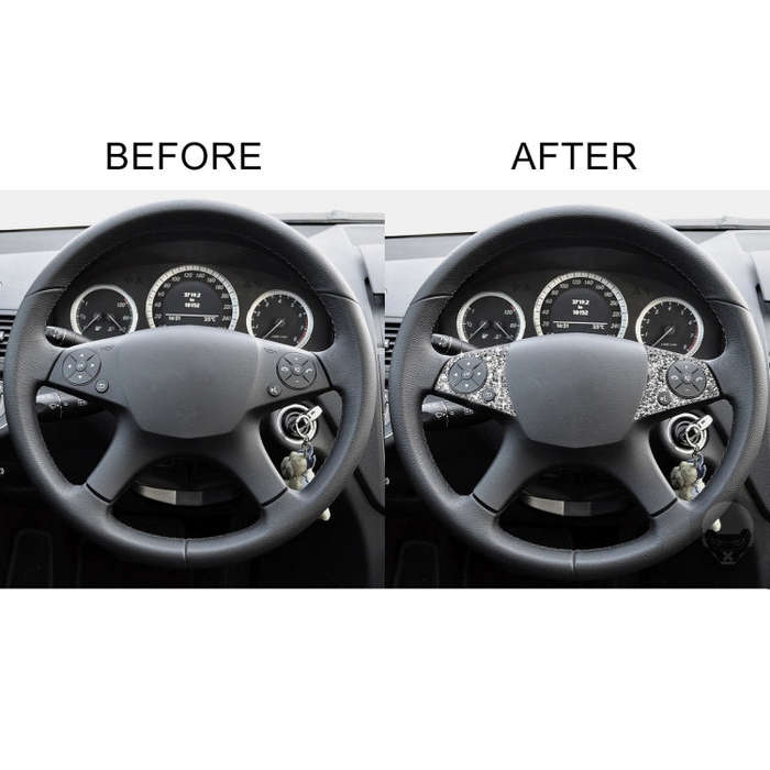 For Mercedes-Benz C-class W204 2007-2010 Car Steering Wheel Buttons Diamond Decorative Sticker, L...
