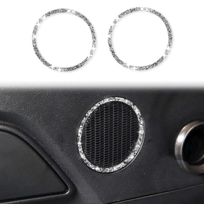 For Ford Mustang 2015-2020 Car Horn Circle Diamond Decoration Sticker, Left and Right Drive