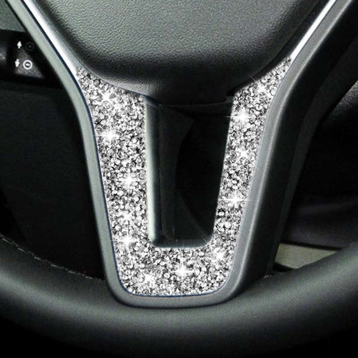 For Mercedes-Benz W204 Car Steering Wheel Diamond Decorative Sticker, Left and Right Drive