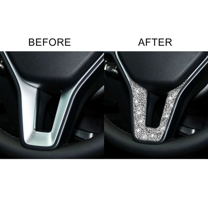 For Mercedes-Benz W204 Car Steering Wheel Diamond Decorative Sticker, Left and Right Drive