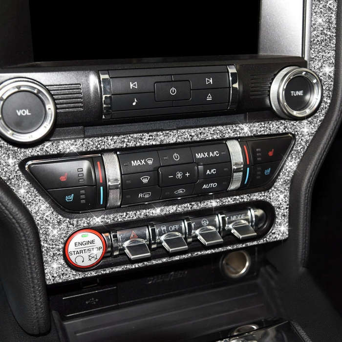 For Ford Mustang 2015-2020 Car CD Panel Diamond Decoration Sticker, Left and Right Drive
