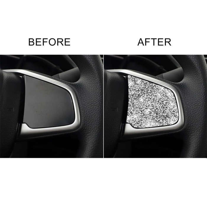 For Honda Civic 2016-2019 Car Steering Wheel Buttons Low Configuration Diamond Decorative Sticker...