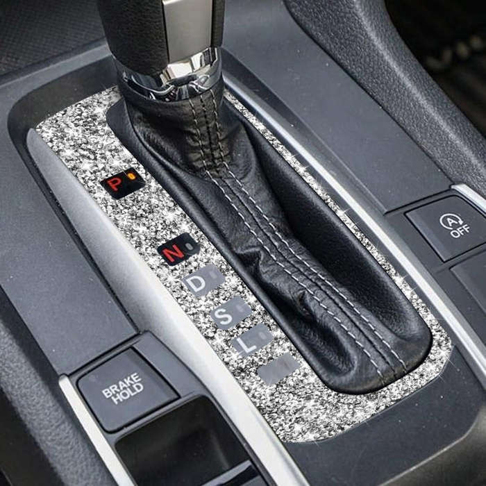 For Honda Civic 2016-2019 Car Gear Button Frame Diamond Decorative Sticker, Left-hand Drive
