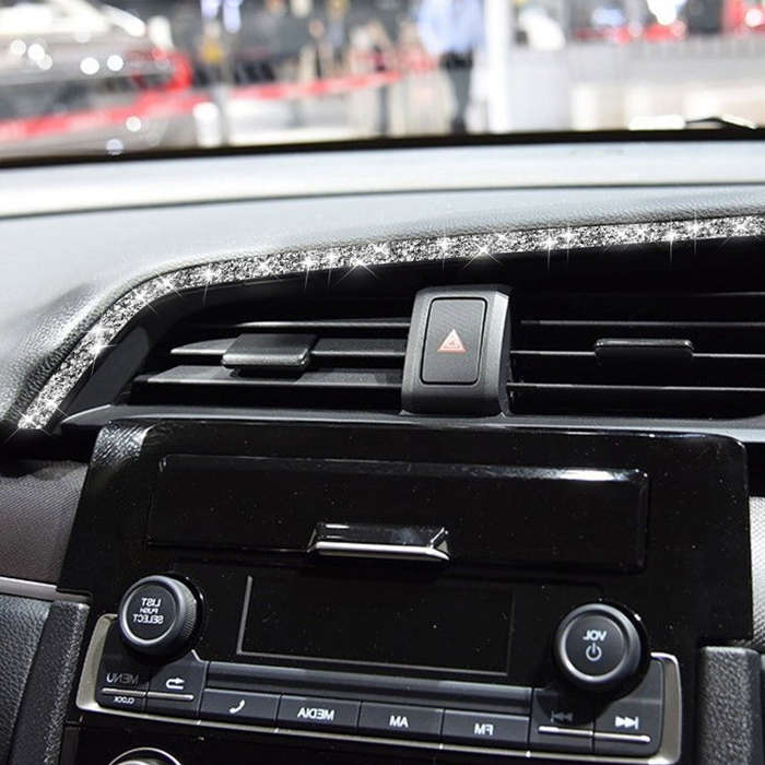 For Honda Civic 2016-2019 Car Central Control Air Outlets Upper Diamond Decorative Sticker, Right...