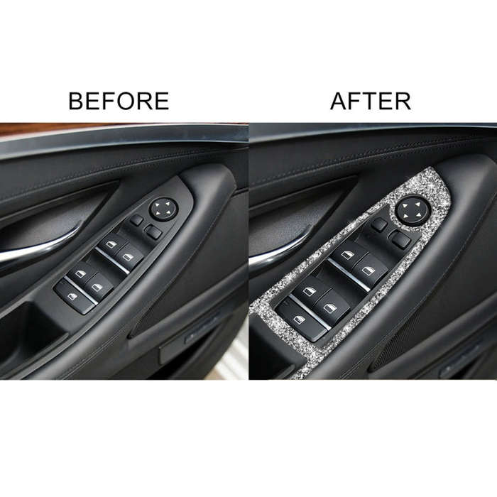 For BMW F10 5 Series 2011-2018 Car Window Lift Switch Diamond Decorative Sticker, Left-hand Drive