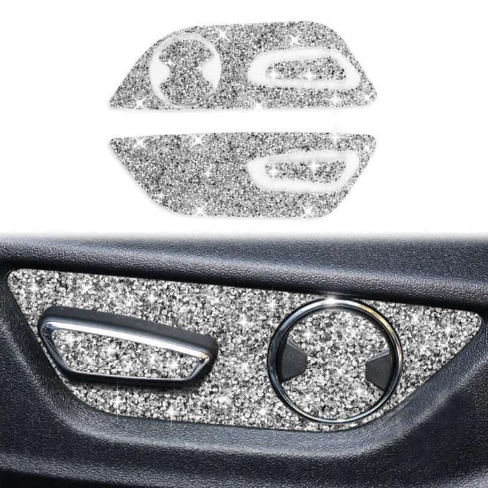 For Ford Mustang 2015-2020 Car Seat Adjustment Button Diamond Decoration Sticker, Left Drive