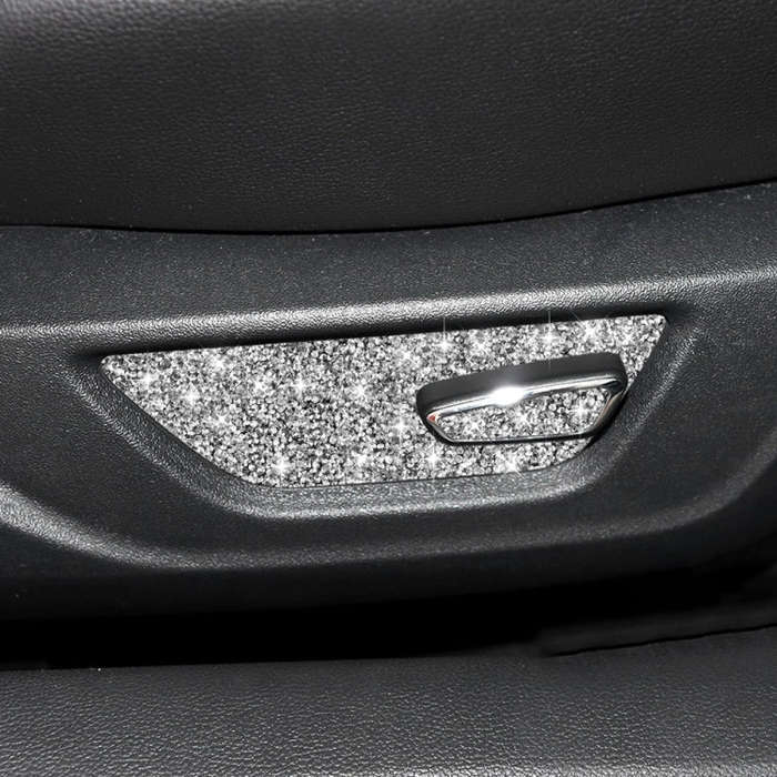 For Ford Mustang 2015-2020 Car Seat Adjustment Button Diamond Decoration Sticker, Left Drive