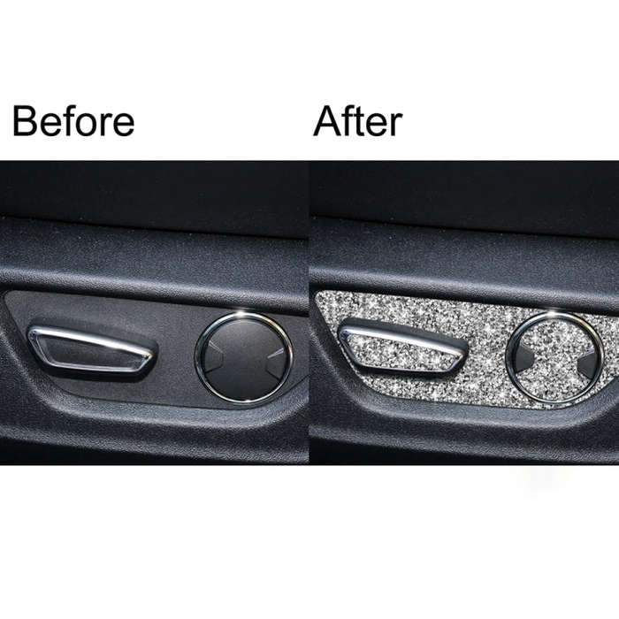 For Ford Mustang 2015-2020 Car Seat Adjustment Button Diamond Decoration Sticker, Left Drive