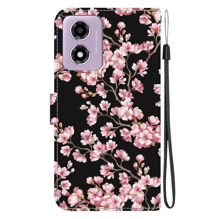 For Motorola Moto G04s / Moto E14 Crystal Texture Colored Drawing Leather Phone Case(Plum Bossom)