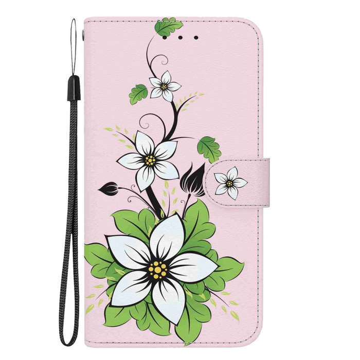 For Motorola Moto G04s / Moto E14 Crystal Texture Colored Drawing Leather Phone Case(Lily)