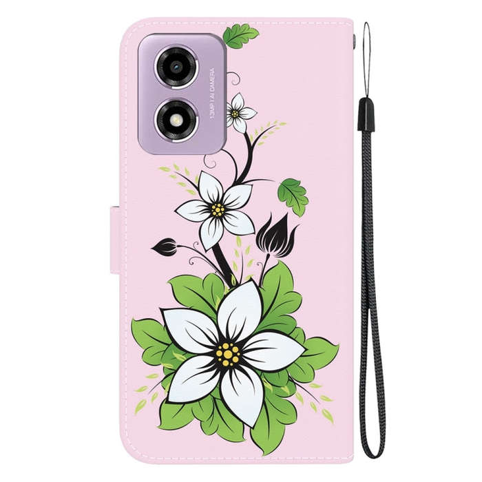 For Motorola Moto G04s / Moto E14 Crystal Texture Colored Drawing Leather Phone Case(Lily)