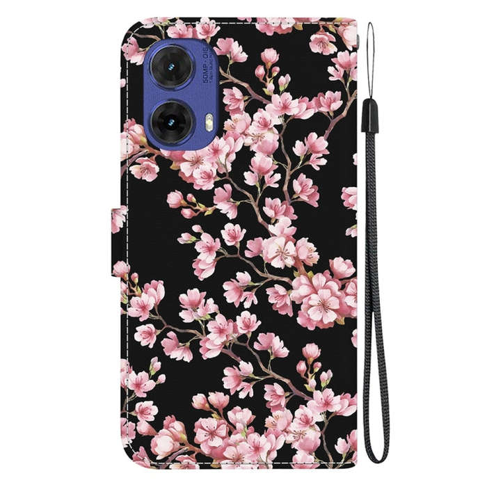 For Motorola Moto G85 Crystal Texture Colored Drawing Leather Phone Case(Plum Bossom)