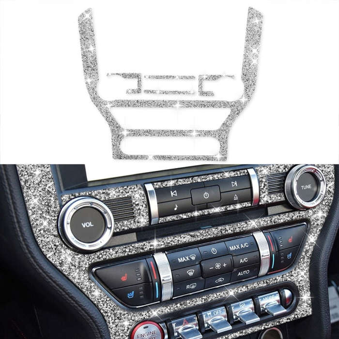 For Ford Mustang 2015-2020 Car Central Control CD Frame Diamond Decoration Sticker, Left and Righ...