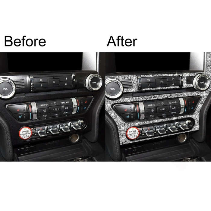 For Ford Mustang 2015-2020 Car Central Control CD Frame Diamond Decoration Sticker, Left and Righ...