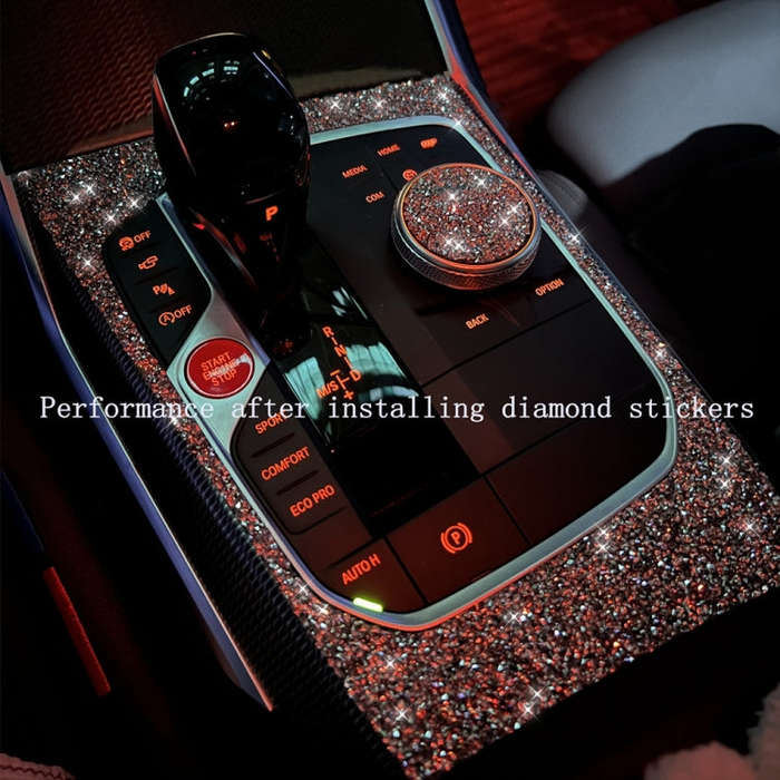 For Ford Mustang 2015-2020 Car Multimedia Lower Frame Diamond Decoration Sticker, Left and Right ...
