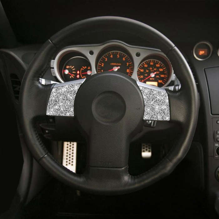 For Nissan 350Z 2003-2009 2pcs Car Steering Wheel Button Frame B Diamond Sticker,Left and Right D...