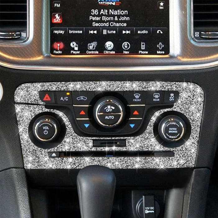 For Dodge Charger 2011-2014 Car AC Control CD Panel Diamond Decorative Sticker, Left-hand Drive