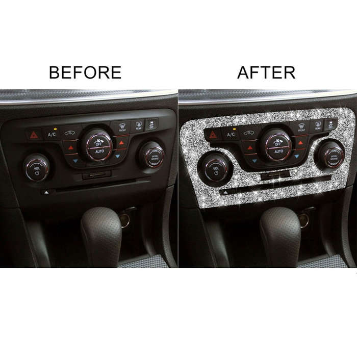 For Dodge Charger 2011-2014 Car AC Control CD Panel Diamond Decorative Sticker, Left-hand Drive