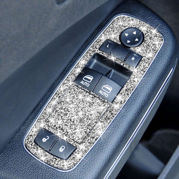 For Dodge Charger 2011-2014 5pcs/Set Car Window Lift Button Diamond Decorative Sticker, Left-hand...