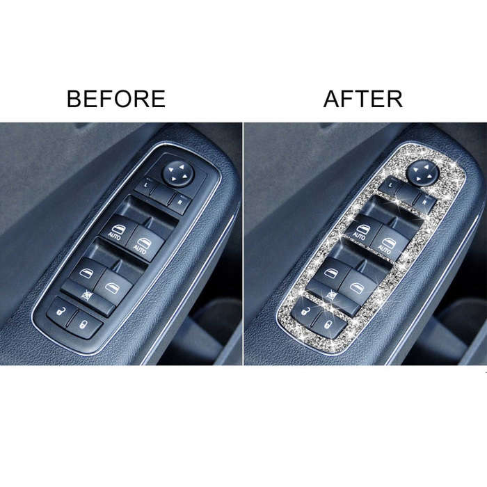For Dodge Charger 2011-2014 5pcs/Set Car Window Lift Button Diamond Decorative Sticker, Left-hand...