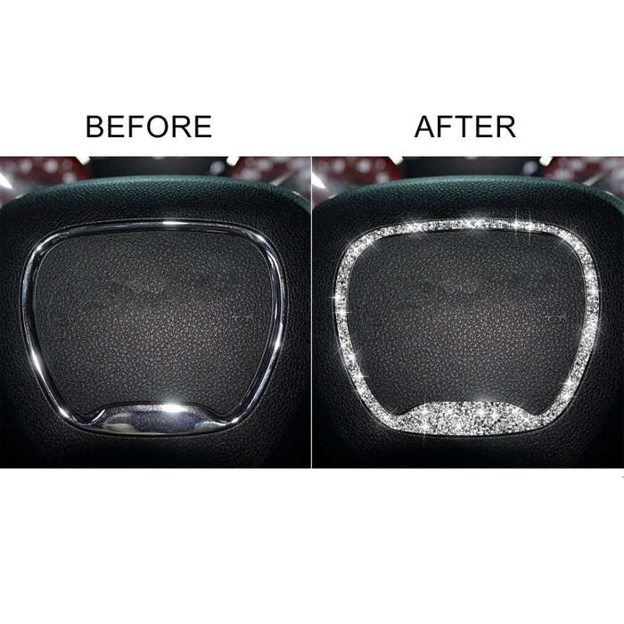 For Dodge Challenger 2015-2021 Car Steering Wheel Diamond Decorative Sticker, Left and Right Drive