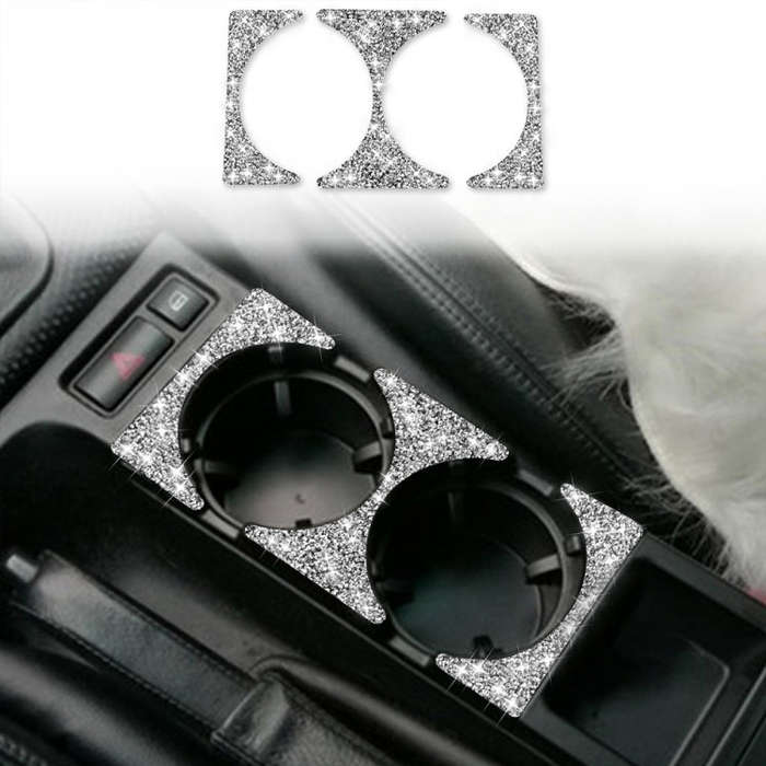 For BMW Series 3 E46 1998-2005 Car Water Cup Holder Panel Diamond Decoration Sticker, Left and Ri...