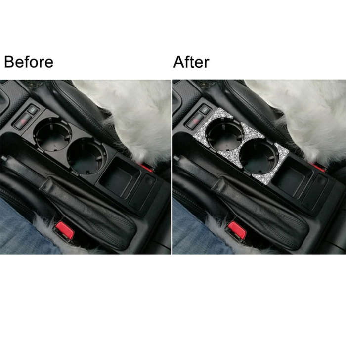 For BMW Series 3 E46 1998-2005 Car Water Cup Holder Panel Diamond Decoration Sticker, Left and Ri...