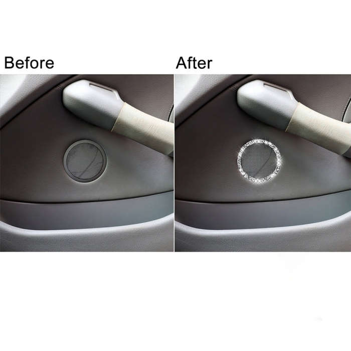 For BMW Series 3 E46 1998-2005 Car Horn Circle Diamond Decoration Sticker, Left and Right Drive