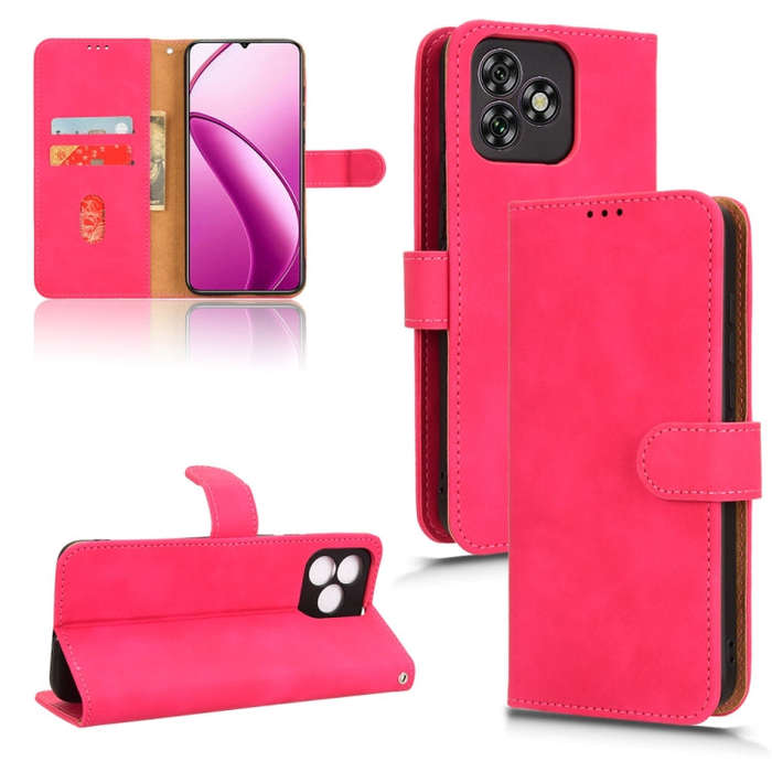 For Oukitel C53 Skin Feel Magnetic Flip Leather Phone Case(Rose Red)