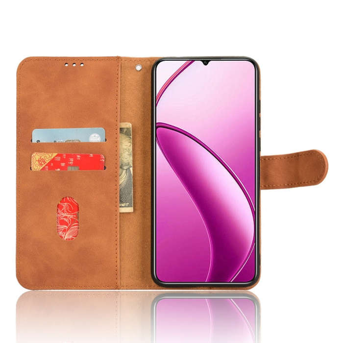 For Oukitel C53 Skin Feel Magnetic Flip Leather Phone Case(Brown)