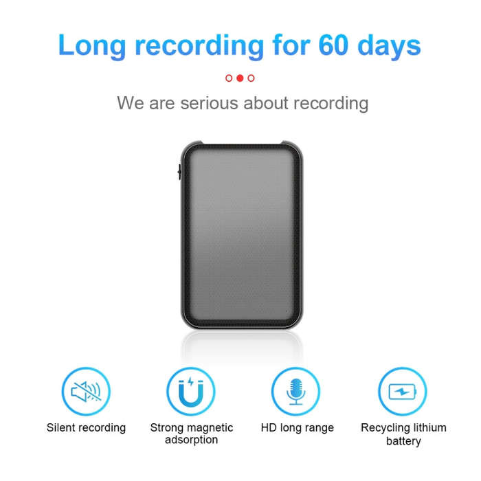 JNN Q75 Magnetic Smart Voice Recorder, Memory:64GB(Black)