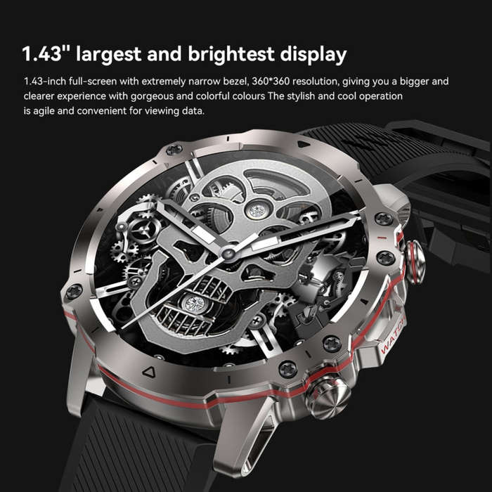 AK56 IP67 BT5.1 1.43inch Smart Watch Support Voice Call / Health Monitoring, Style:Steel Mesh Str...